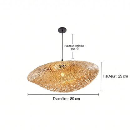 Suspension LED en bambou tressé