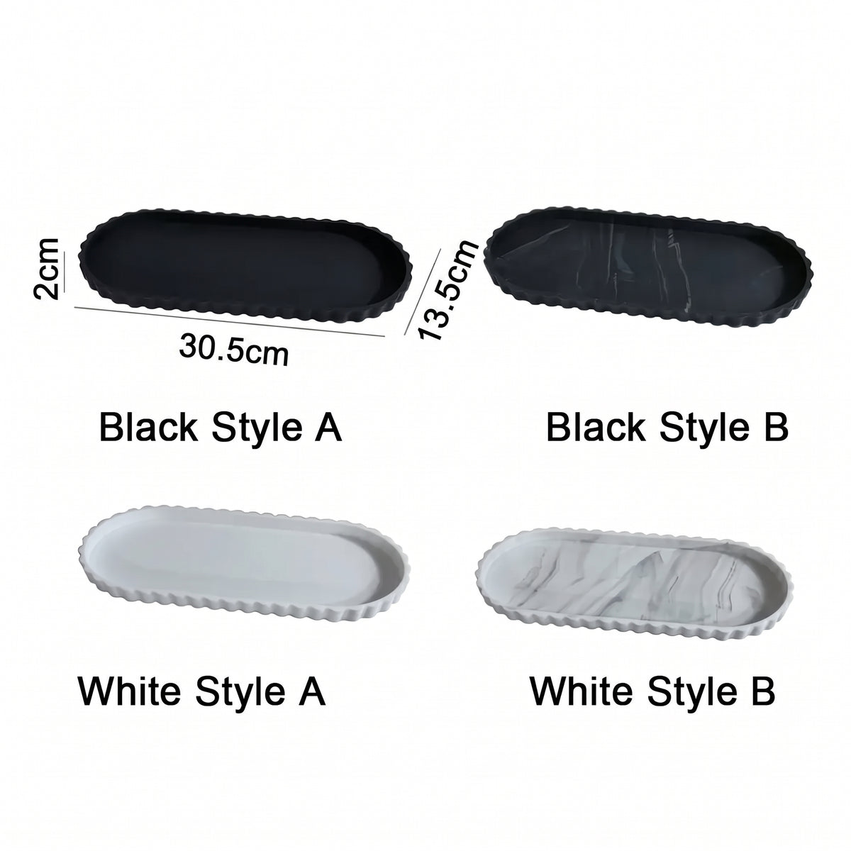 Plateau de rangement ovale en silicone à bord ondulé