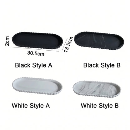 Plateau de rangement ovale en silicone à bord ondulé