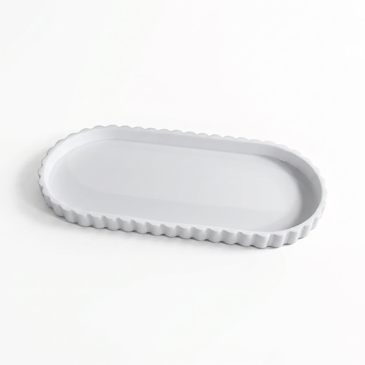 Plateau de rangement ovale en silicone à bord ondulé