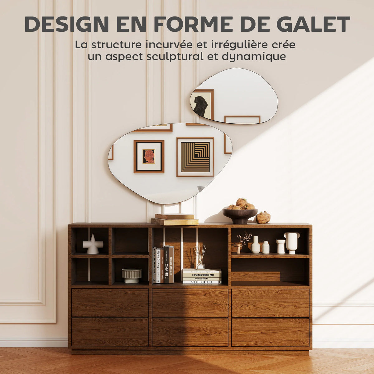 Miroirs décoratifs de forme irrégulière avec cadre en métal