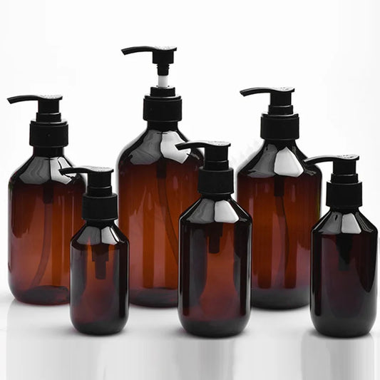 Flacon Pompe Design - Bouteille Ambrée Rechargeable Multi-usages